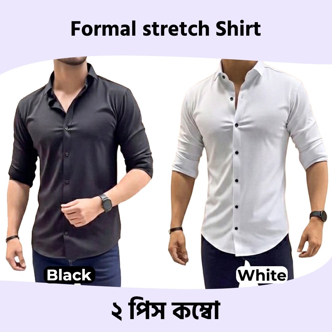 Black & White Formal Stretch Shirt 2 Piece Combo Offer
