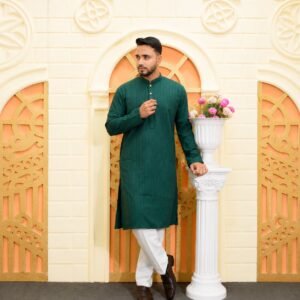 Popcorn Diamond Pattern Panjabi Seagreen