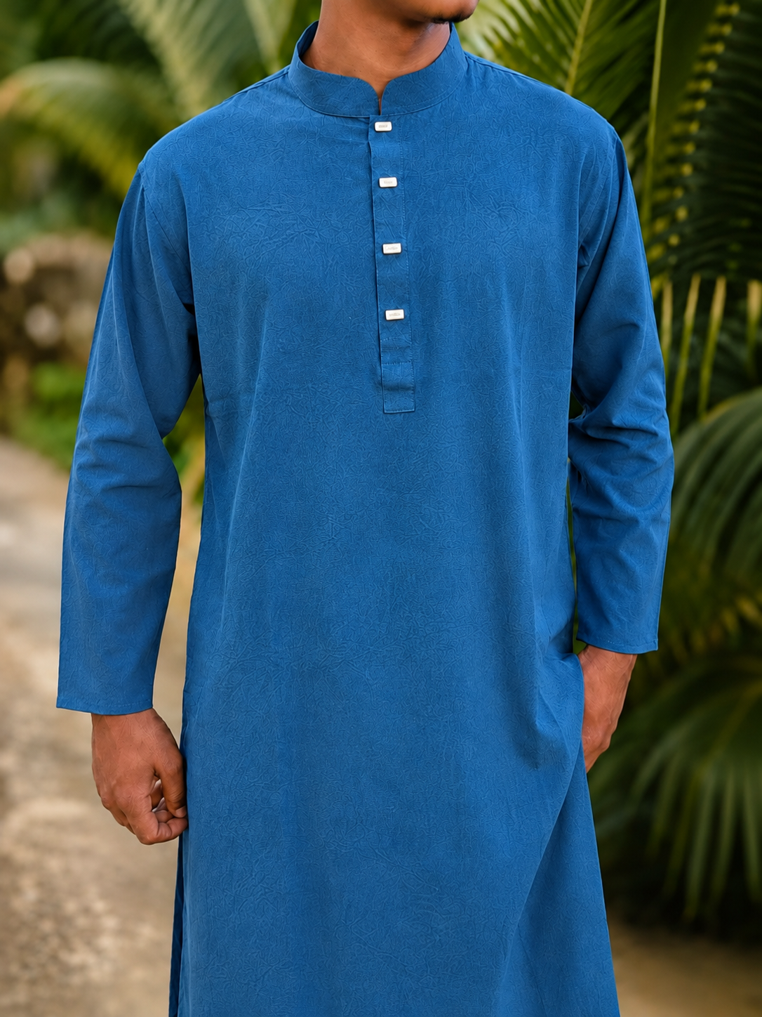 China Vangchur Fabric Solid Panjabi (Sea Green) - Image 2