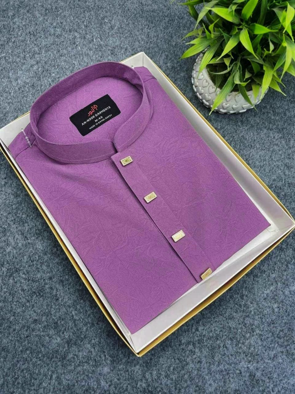 China Vangchur Fabric Solid Panjabi (Purple / Lavender)