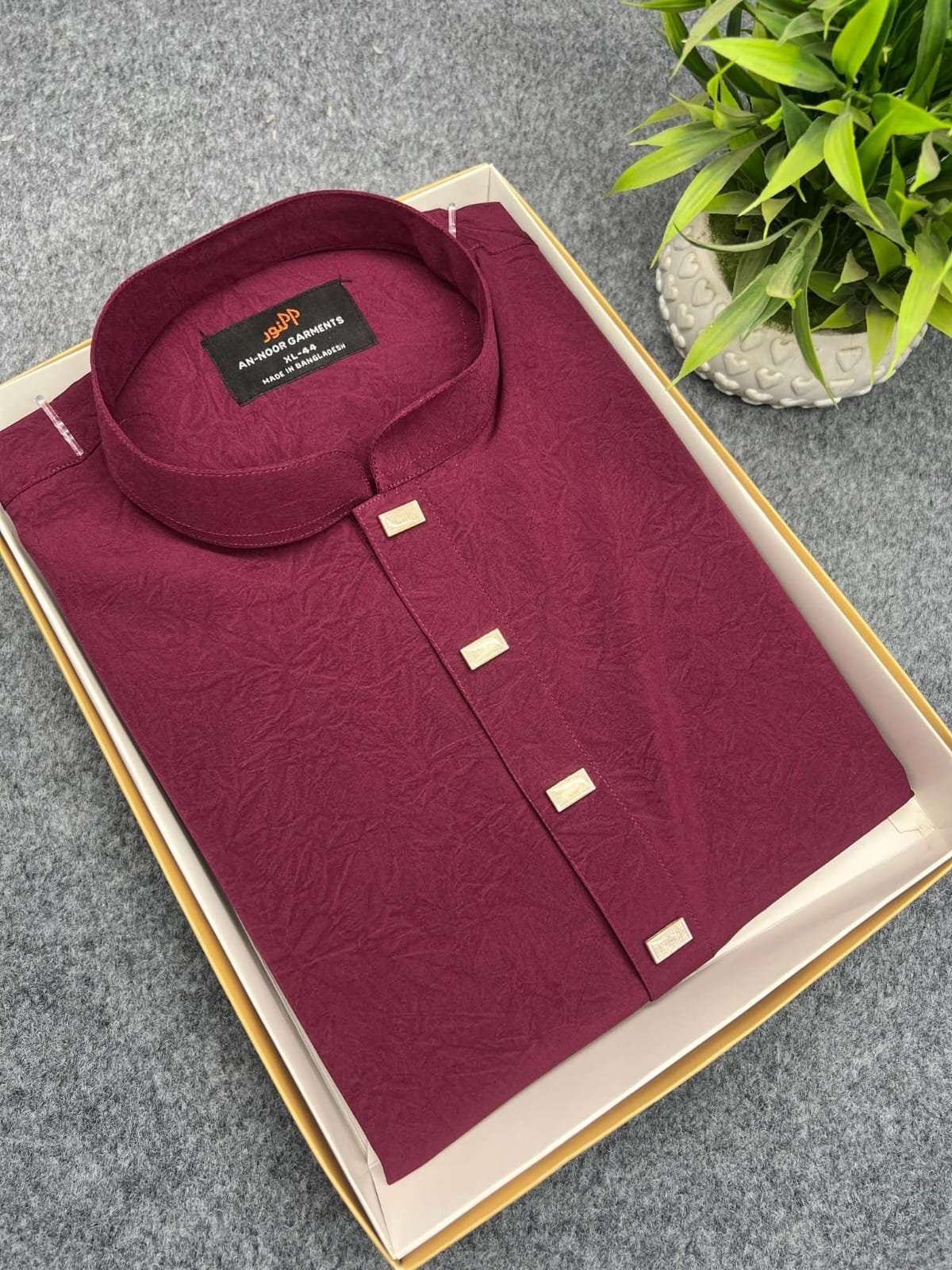 China Vangchur Fabric Solid Panjabi (Maroon)