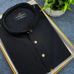 China Vangchur Fabric Solid Panjabi (Black)