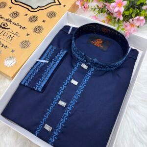Chaina Chelli Fabrics Panjabi Navy Blue