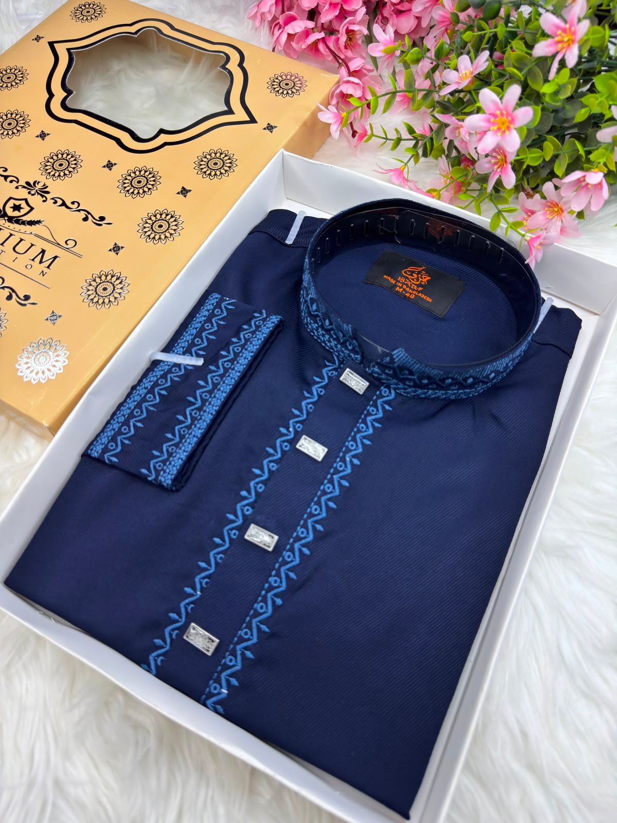 Chaina Chelli Fabrics Panjabi Navy Blue