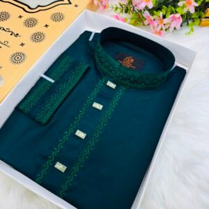 Chaina Chelli Fabrics Panjabi Peacock Green Color