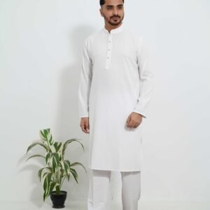 China Vangchur Fabric Solid Panjabi (White)