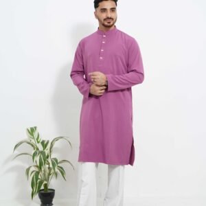 China Vangchur Fabric Solid Panjabi (Purple / Lavender)
