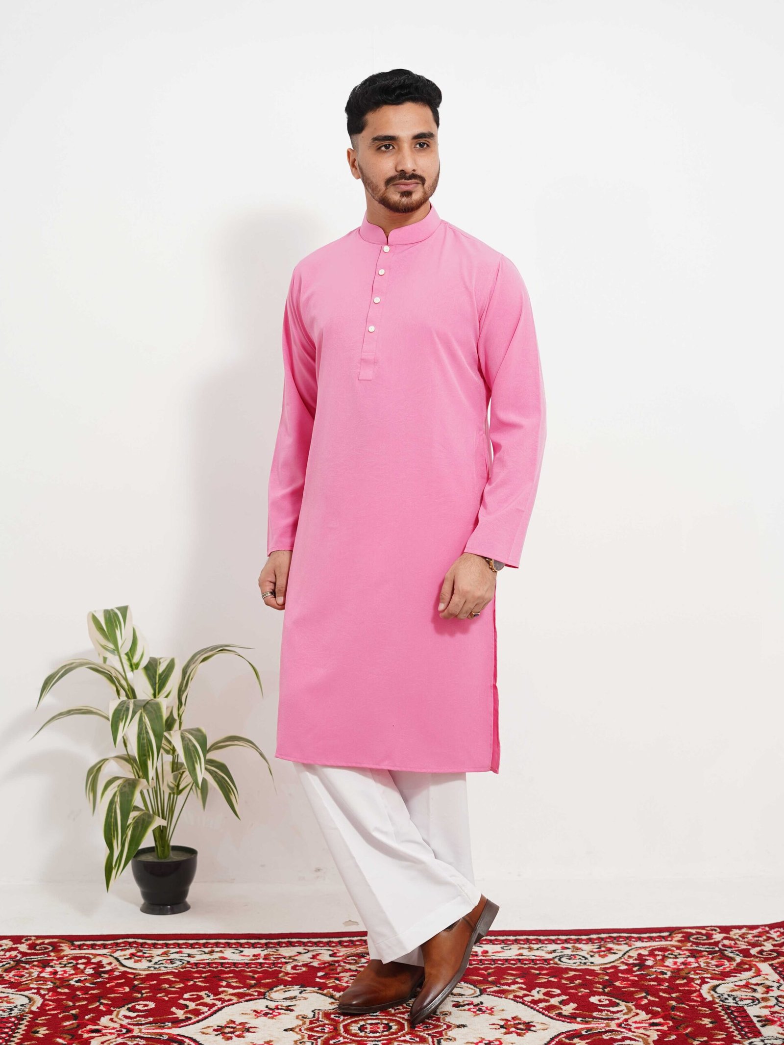 China Vangchur Fabric Solid Panjabi (Baby Pink)