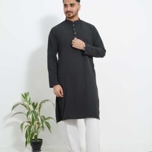 China Vangchur Fabric Solid Panjabi (Black)
