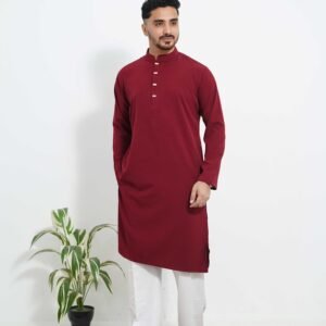 China Vangchur Fabric Solid Panjabi (Maroon)