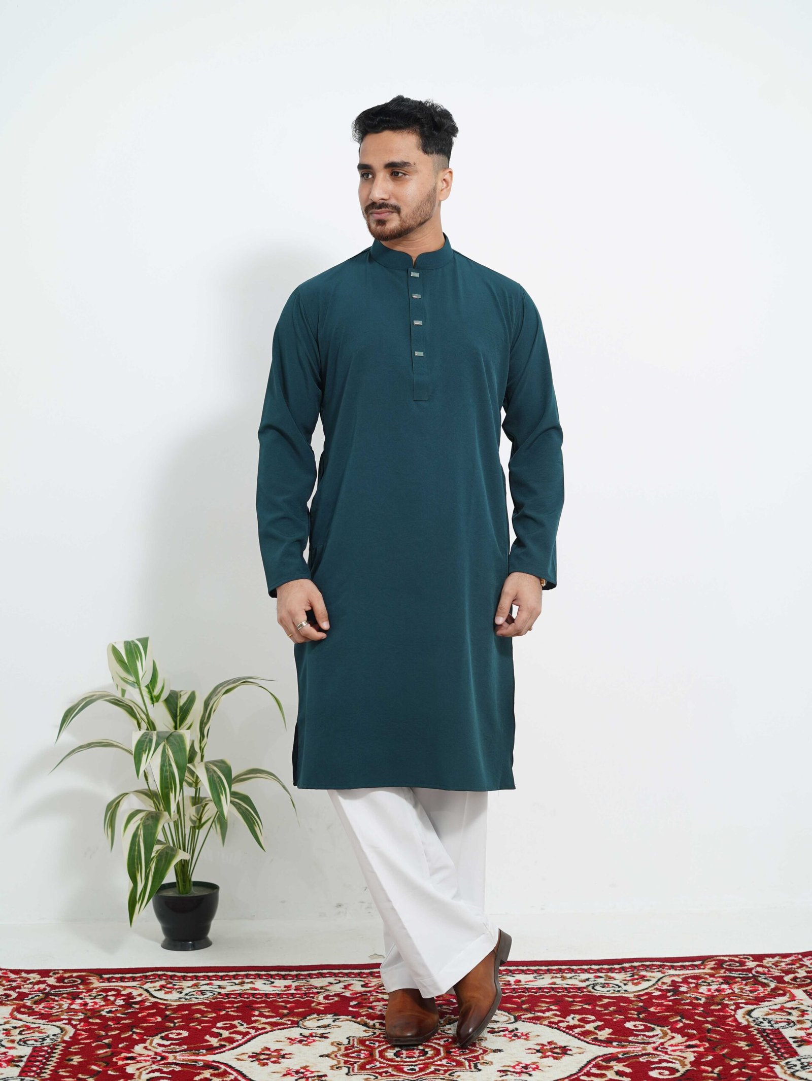 China Vangchur Fabric Solid Panjabi (Sea Green)