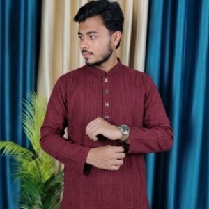 Popcorn Diamond Pattern Panjabi Maroon